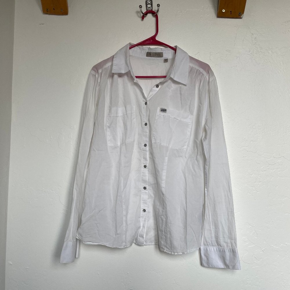 GUESS White Button Down Long Sleeve